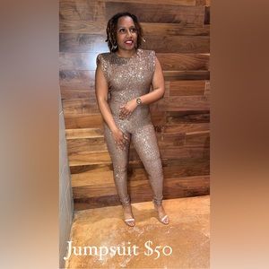Bronze sequence jumpsuit